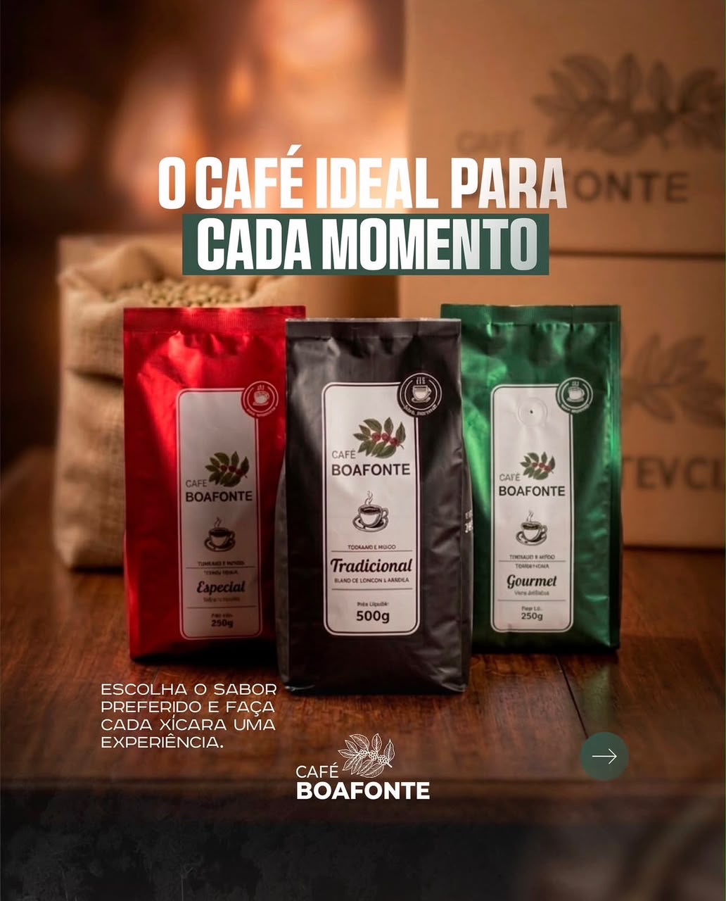 Pacotes Especial, Tradicional e Gourmet lado a lado